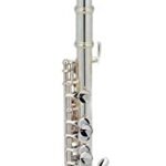 Silver-plated Piccolo with Case, Joint Grease, Cleaning Cloth and Rod, and Gloves