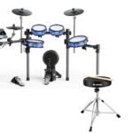 Donner BackBeat Electric Drum Set with High-Tech 7-inch Touchscreen and Donner Drum Throne Set with Padded Seat Height Adjustable Drum Stools