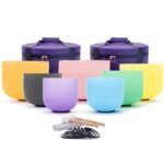 7-12 inch 432HZ Candy Color Crystal Singing Bowls Chakra Set of 7 Meditation Bowl Frosted Healing Quartz Sound Singing Bowls with 2 Travel Carry Case Bag 2 Mallet Suede 2 Strikers 7 O-rings