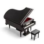 Sophisticated 30 Note Miniature Musical Matte Black Grand Piano with Bench - Oh Christmas Tree