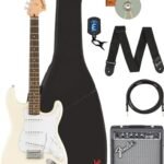 Fender Affinity Series Stratocaster Limited Edition - Olympic White Bundle with Frontman 10G Amplifier, Gig Bag, Tuner, Instrument Cable, Strap, Picks, and Austin Bazaar Instructional DVD