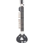 Electric Sitar - Single Flat Tumba, Kharaj Pancham Style, Black Color, Extra Strings, Mizrabs, Bag (PDI-91)