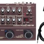 Boss AD-10 Acoustic Preamp Bundle with 10ft Instrument Cable, 6in Patch Cable, and Picks