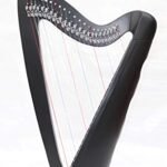 Musical Instrument Black 22 Strings Lever Solid Wood Celtic Irish Rose Harp