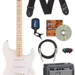Fender Squier Sonic Stratocaster HT - Arctic White Bundle with Frontman 10G Amp, Tuner, Strap, Cable, Picks, and Austin Bazaar Guitar DVD